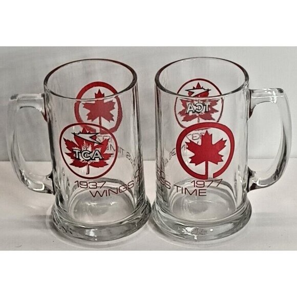 Trans Canada Air Lines Vintage TCA Glass Beer Mug Steins Air Canada 1937-1977 - Picture 8 of 8